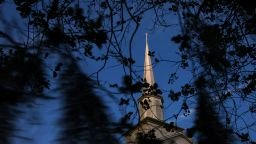 A church steeple in Brandon, Florida, on November 10, 2025.