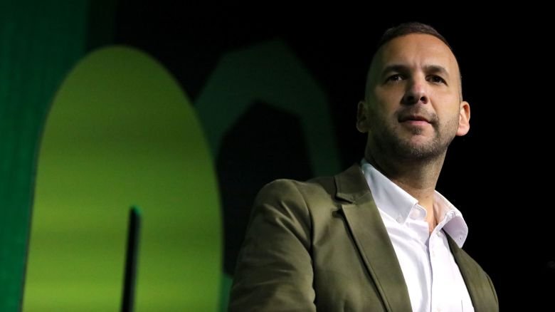 Green Party leader Zack Polanski delivers a speech during the annual Green Party conference in Brighton, England, on October 2, 2026.