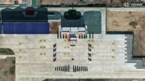 An image from Vantor shows aircraft at a new joint China-Laos installation in Ban Keun, Laos.