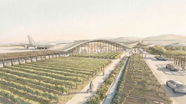 An artist's impression of the planned Cape Winelands Airport.