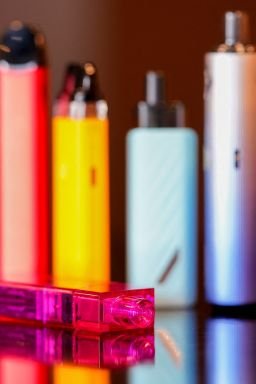 Vape pens are pictured on a counter at a vape store, in Melbourne, Australia, May 2, 2023.  REUTERS/Sandra Sanders