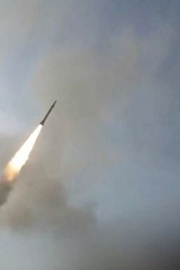 A screengrab from an Iranian state TV video says to show an Iranian missile flying through the air at an unknown location, obtained by Reuters on July 8.