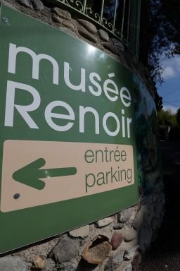 A sign indicates the entrance of the Renoir Museum in Cagnes-sur-Mer, on the French Riviera, France, September 8, 2026.