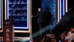 President Donald Trump exits the stage after his speech during the Republican National Midterm Convention in Dallas last month.