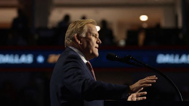 Mike Rogers, the Republican nominee for US Senate in Michigan, speaks at the Republican National Midterm Convention in Dallas, Texas, on September 10.