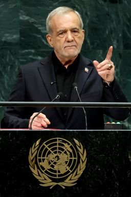 Iran's President Masoud Pezeshkian addresses the 81st United Nations General Assembly (UNGA) at UN headquarters in New York City on Wednesday.
