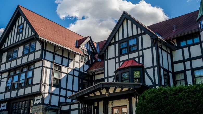 The Chi Phi fraternity house is seen on the campus of Cornell University on October 5, 2026, in Ithaca, New York.