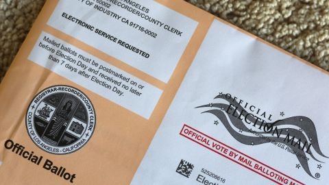 A view of an official ballot on Wednesday, October 7, 2026, in Los Angeles. (Ben Liebenberg via AP)