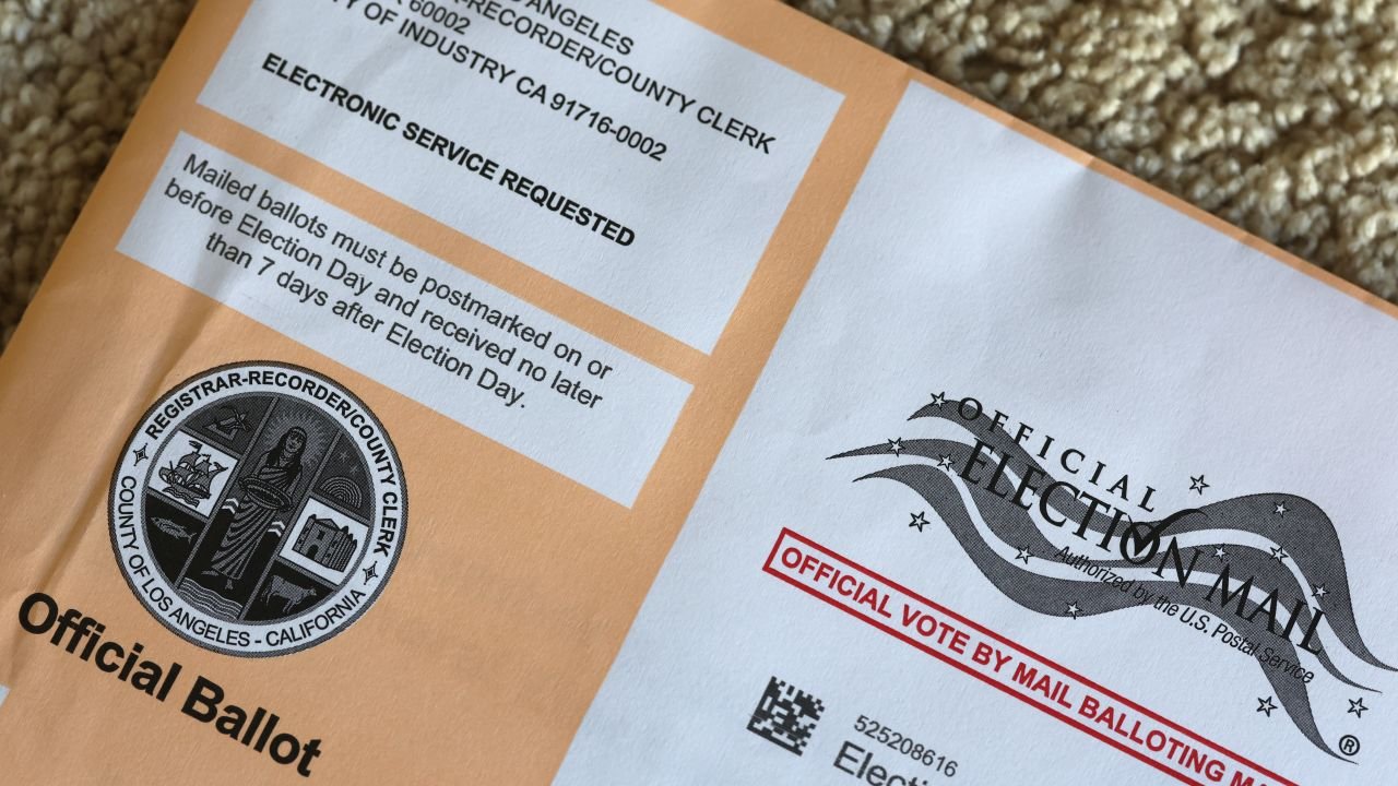 A view of an official ballot on Wednesday, October 7, 2026, in Los Angeles. (Ben Liebenberg via AP)