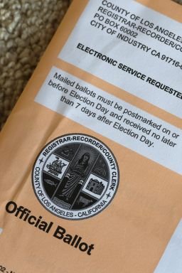A view of an official ballot on Wednesday, October 7, 2026, in Los Angeles. (Ben Liebenberg via AP)