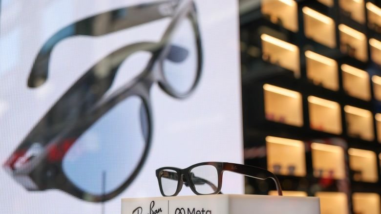 Ray-Ban Meta smart glasses on display in the window of a Ray Ban store in London, UK, on Friday, July 19, 2024.