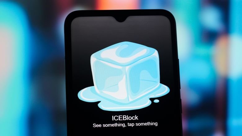 In this photo illustration, the ICEBlock (ICE Block) logo is seen displayed on a smartphone screen.