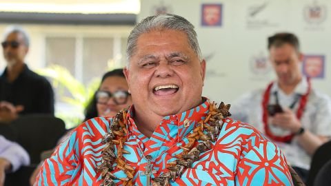 Samoan Prime Minister Laaulialemalietoa Leuatea Schmidt watches a rugby match between Auckland's Tipene College and Samoa's Wesley College with his New Zealand counterpart Christopher Luxon in the village of Faleula, Samoa, on March 17, 2026.