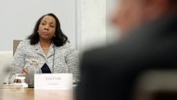 Federal Reserve Board Governor Lisa Cook participates in a board meeting at the Federal Reserve on March 19, 2026 in Washington, DC.