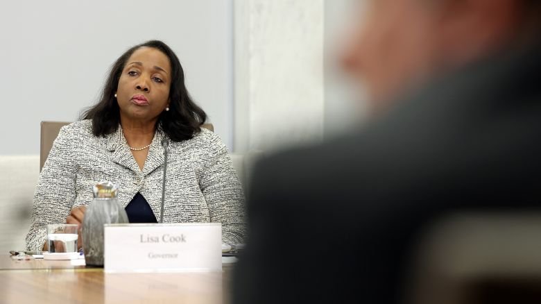 Federal Reserve Board Governor Lisa Cook participates in a board meeting at the Federal Reserve on March 19, 2026 in Washington, DC.