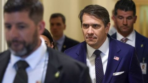 Acting US Attorney General Todd Blanche leaves after meeting Senate Majority Leader Sen. John Thune at the US Capitol on June 18, 2026.