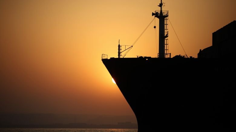 Vessels are seen anchored between Iran's Qeshm and Larak islands amid disruptions to traffic through the Strait of Hormuz on September 11.