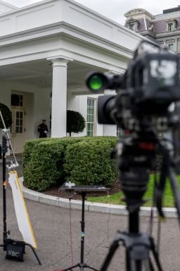 A television camera outside the West Wing of the White House on September 21, 2026.