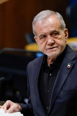 Iranian President Masoud Pezeshkian, during the United Nations General Assembly in New York, on Wednesday.