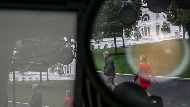 Journalists walk past broadcast news workspaces outside the White House in Washington, DC, on September 23, 2026, prior to journalists from three banned outlets returning. (Photo by Alex Wroblewski / AFP via Getty Images)