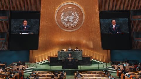 NEW YORK, NEW YORK - SEPTEMBER 28: Vice Minister for Foreign Affairs of the Democratic People's Republic of Korea, Kim Son Gyong speaks during the 81st session of the United Nations (U.N.) General Assembly at U.N. Headquarters on September 28, 2026 in New York City. World leaders have gathered in New York for the annual session of the United Nations General Assembly, with this year's global issues ranging from the threat of artificial intelligence to the continued wars in Ukraine and Gaza. (Photo by Ryan Murphy/Getty Images)