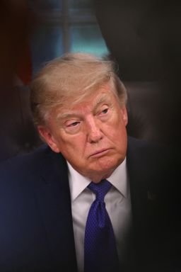 President Donald Trump speaks in the Oval Office of the White House on Monday.