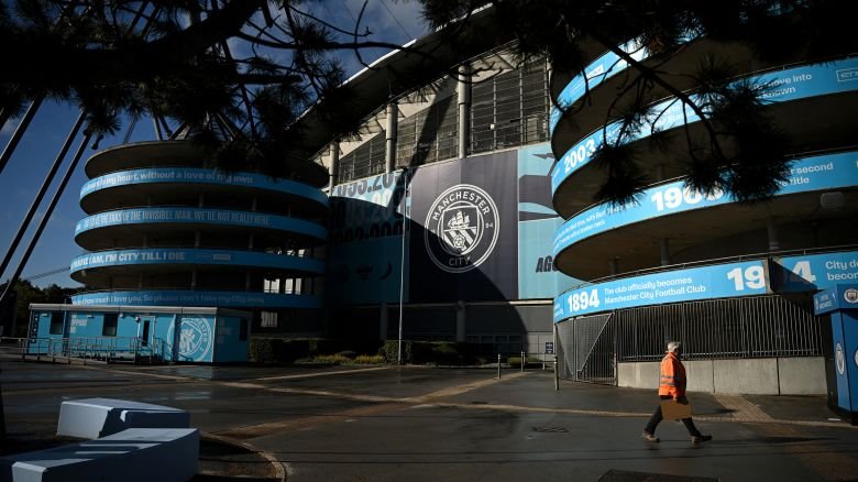 The Etihad Stadium, the home ground of Manchester City football club, is pictured in Manchester, north-west England on September 30, 2026. The Premier League said on September 29 that Manchester City have been found guilty of serious breaches of the Premier League's financial rules over a nine-season period between 2009 and 2018.