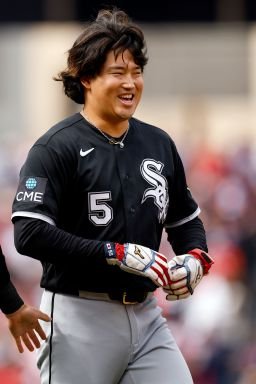 CLEVELAND, OH - OCTOBER 03: Miguel Vargas #20 of the Chicago White Sox celebrates with teammate Munetaka Murakami #5 during Game One of the American League Division Series presented by Booking.com between the Chicago White Sox and the Cleveland Guardians at Progressive Field on Saturday, October 3, 2026 in Cleveland, Ohio. (Photo by Lauren Leigh Bacho/MLB Photos via Getty Images)