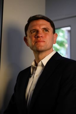 Texas State Representative and Democratic Senate Candidate James Talarico poses for a portrait at his campaign headquarters after launching his campaign in Austin, Texas, on September 9, 2025.