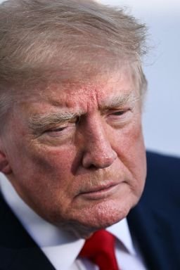 US President Donald Trump talks to the media before boarding Marine One as he departs from the South Lawn of the White House in Washington, DC, on October 12, 2026. President Trump is traveling to Youngstown, Ohio, to hold a campaign rally ahead of the midterm elections. (Photo by Brendan SMIALOWSKI / AFP via Getty Images)